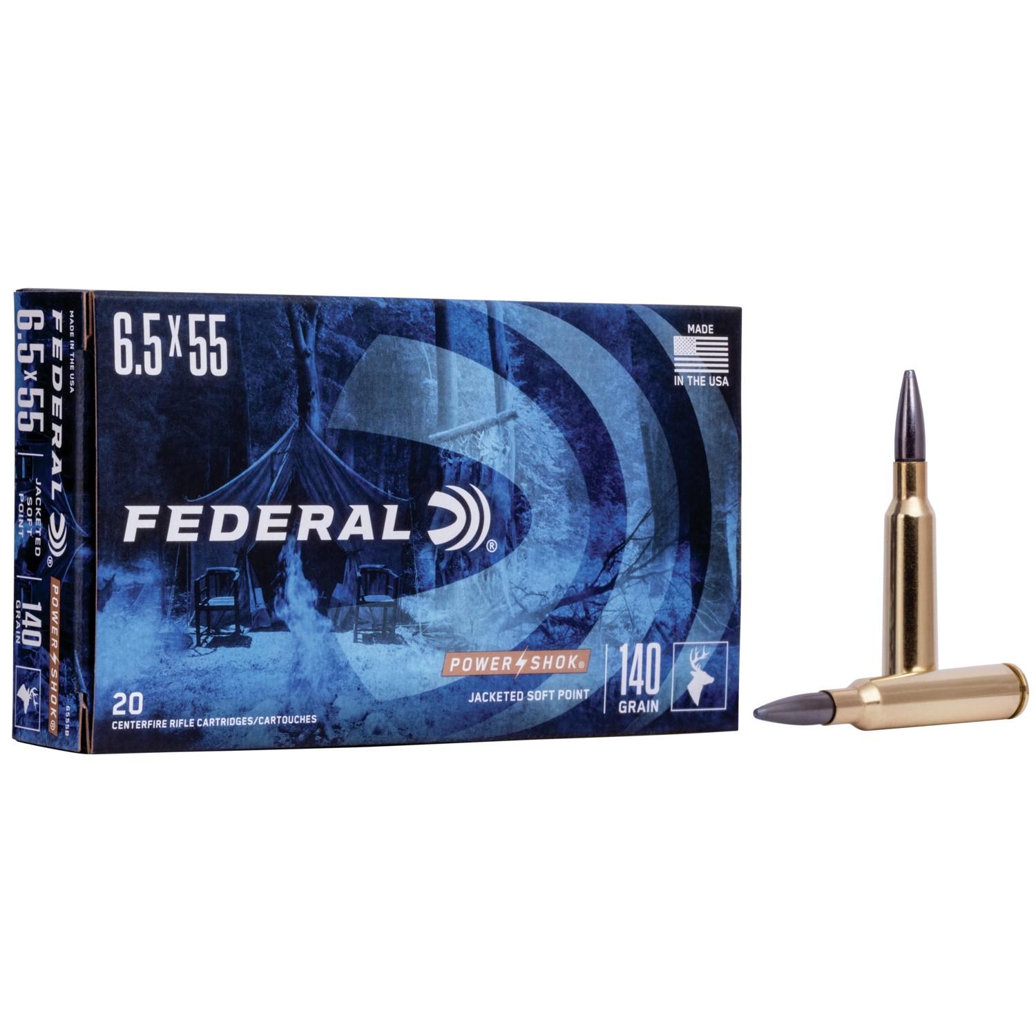 Federal Power-Shok Rifle Ammunition 6.5x55mm 140 gr SP 2650 fps - 20/ct - Federal