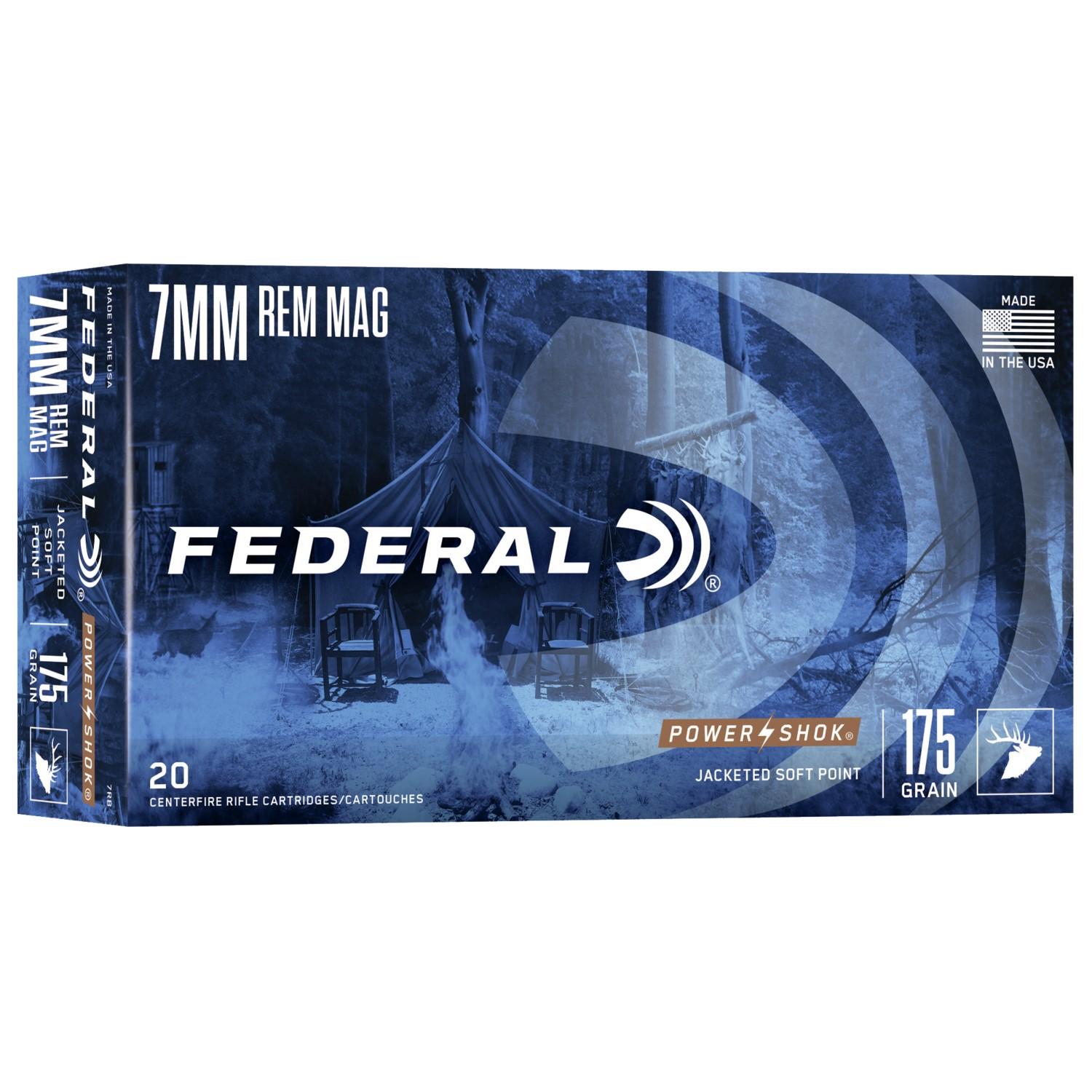 Federal Power-Shok Rifle Ammunition 7mm Rem Mag 175 gr SP 2860 fps - 20/ct - Federal