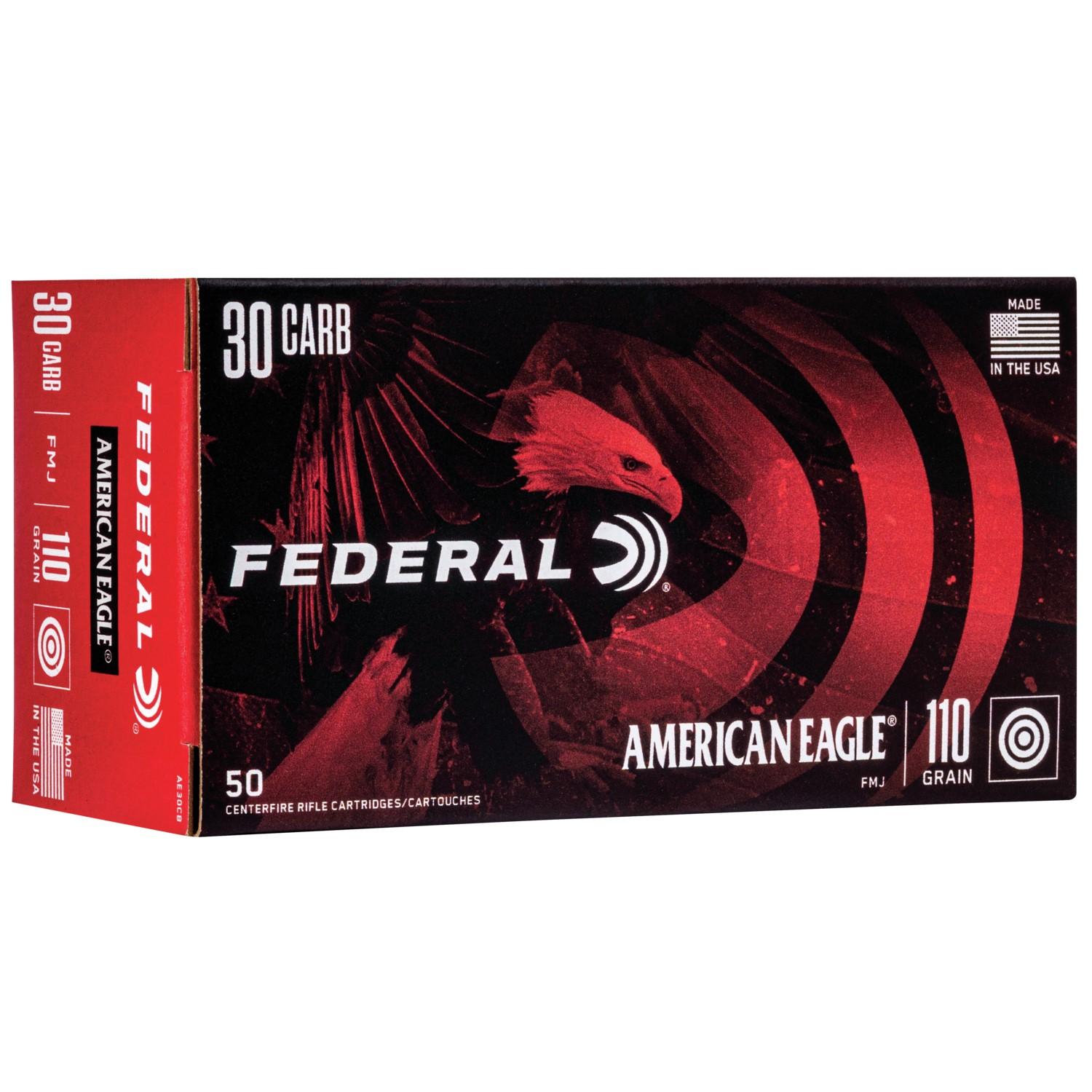 Federal American Eagle Rifle Ammunition .30 Carbine 110 gr FMJ 1990 fps - 50/ct - Federal