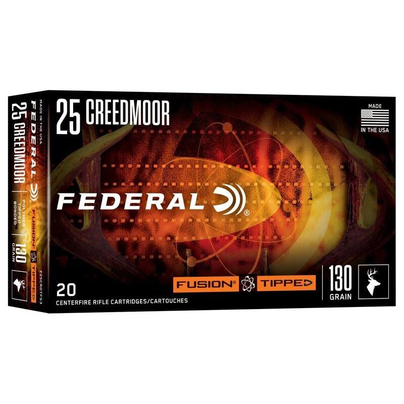 Federal Fusion Tipped Rifle Ammunition 25 Creedmoor 130gr PT 3850 fps 20/ct