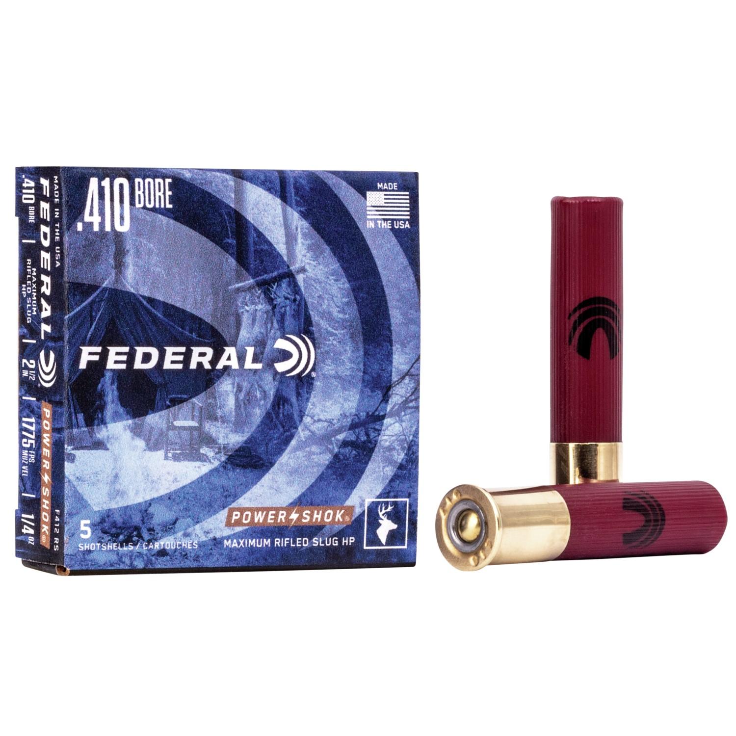 Federal Power-Shok Rifled Slug .410 ga 2 1/2" MAX 1/4 oz Slug 1775 fps - 5/box - Federal