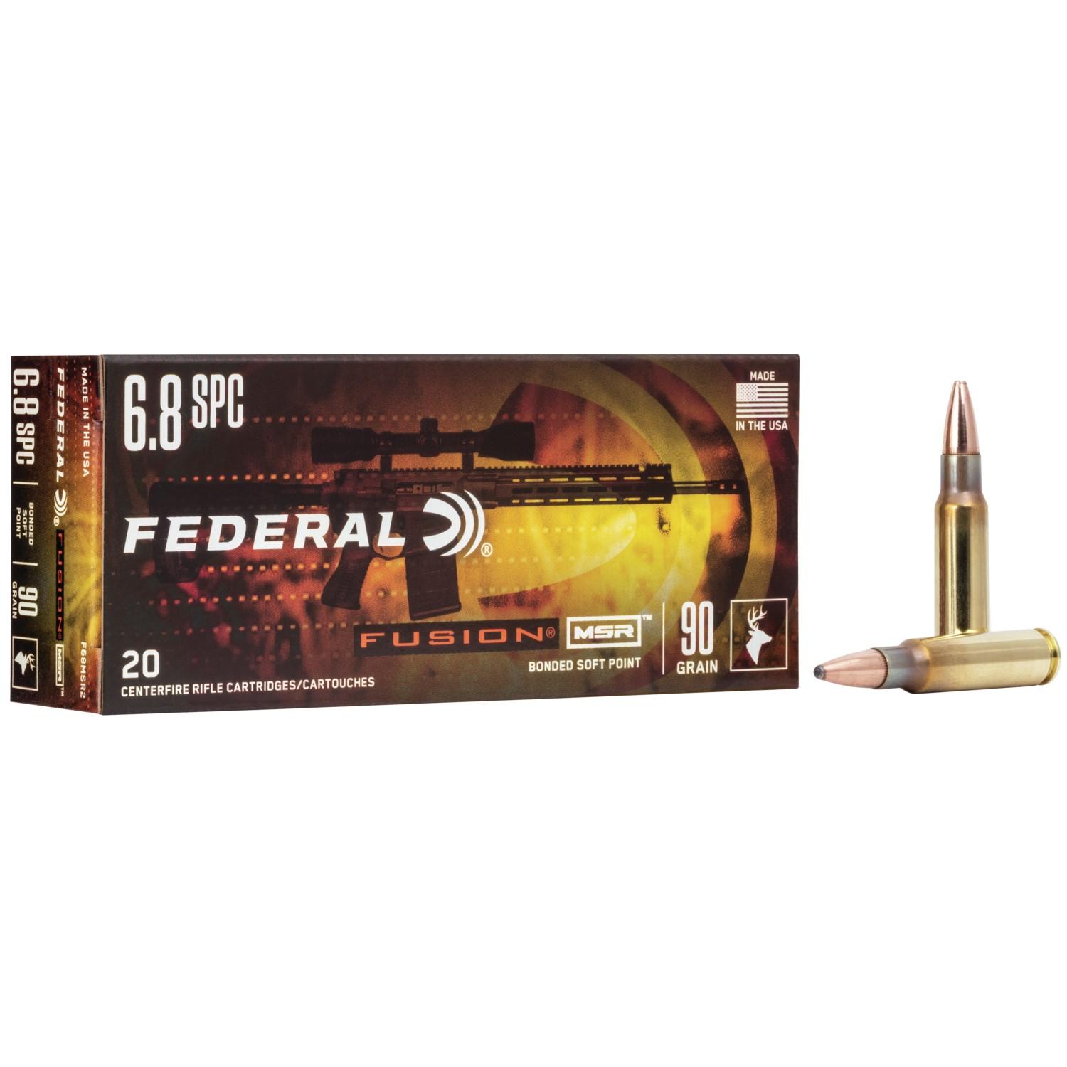 Federal Fusion MSR 6.8mm SPC 90 gr BTSP 2850 fps 20/ct - Federal