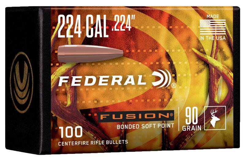 Federal Fusion Component Rifle Bullets .224 cal .224" 90gr Bonded Soft Point 100/ct - Federal