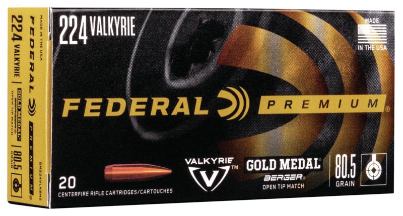 FEDERAL 224 VALKYRIE 80.5GR GOLD MEDAL BERGER AMMO 20RD - Federal