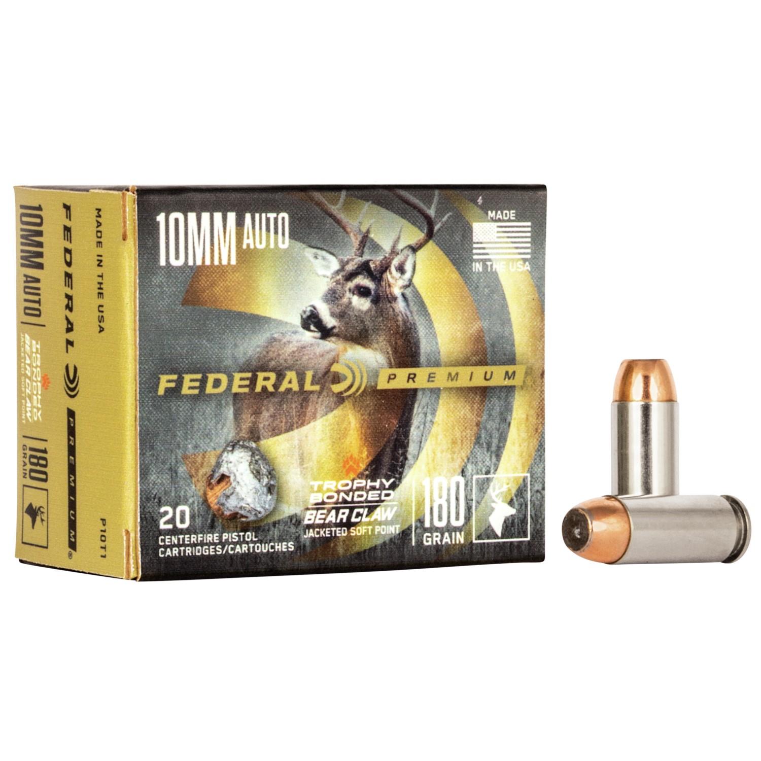 Federal Premium Vital-Shok Handgun Ammunition 10mm Auto 180 gr JSP 1275 fps 20 - Federal