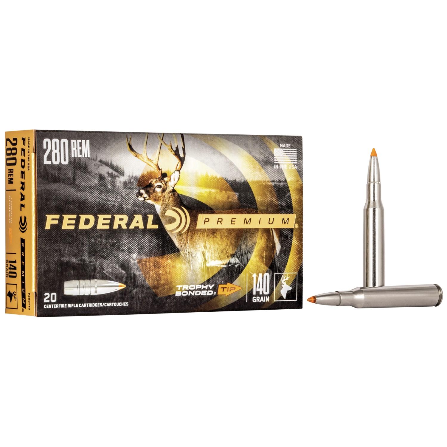 Federal Trophy Bonded Tip Rifle Ammunition .280 Rem 140gr PT 2950 fps 20/ct - Federal