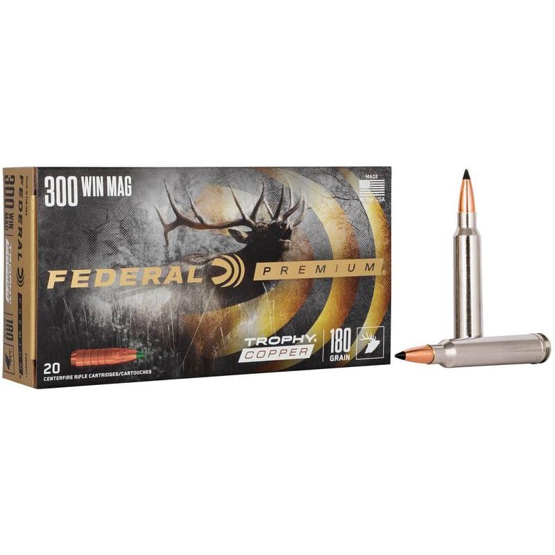 Federal Trophy Copper Rifle Ammunition .300 Win Mag 180gr PT 2960 fps 20/ct - Federal