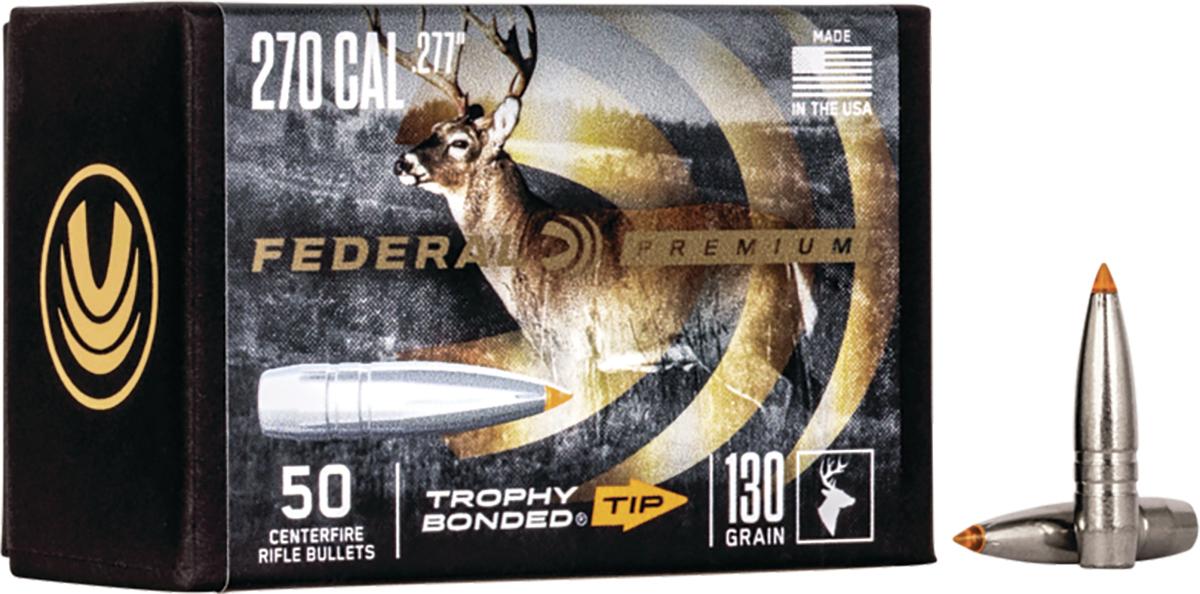 FEDERAL .277 CALIBER 130GR TROPHY BONDED TIP CB BULLET 50RD - Federal