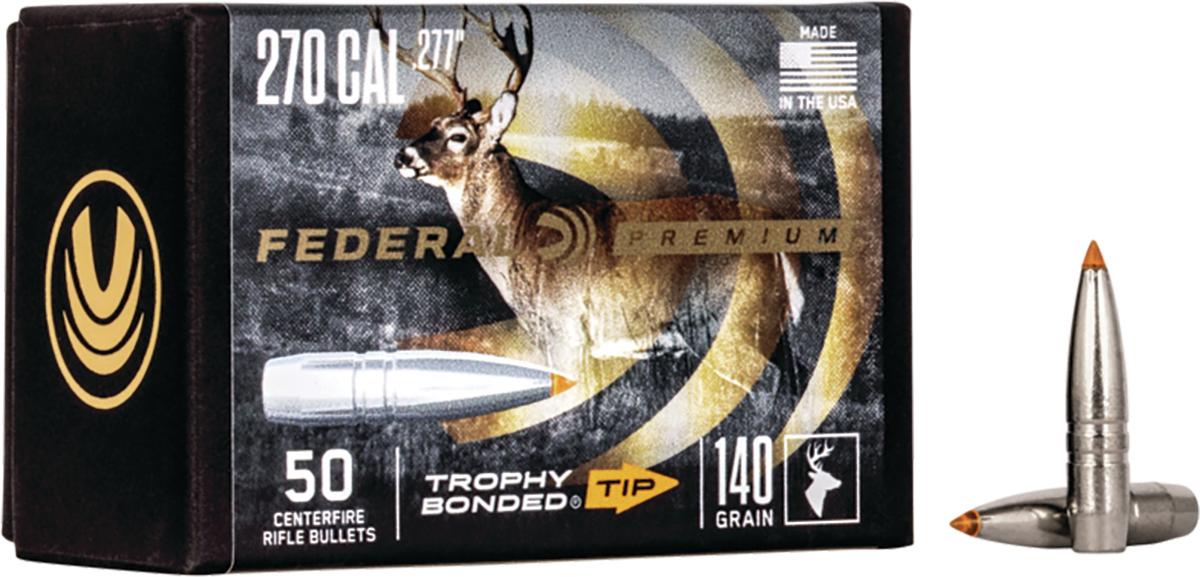 FEDERAL .277 CALIBER 140GR TROPHY BONDED TIP CB BULLET 50RD - Federal