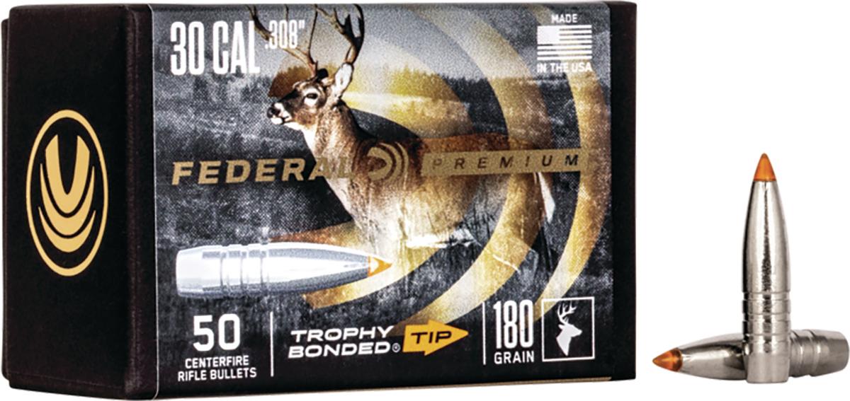 FEDERAL .308 CALIBER 180GR TROPHY BONDED TIP CB BULLET 50RD - Federal