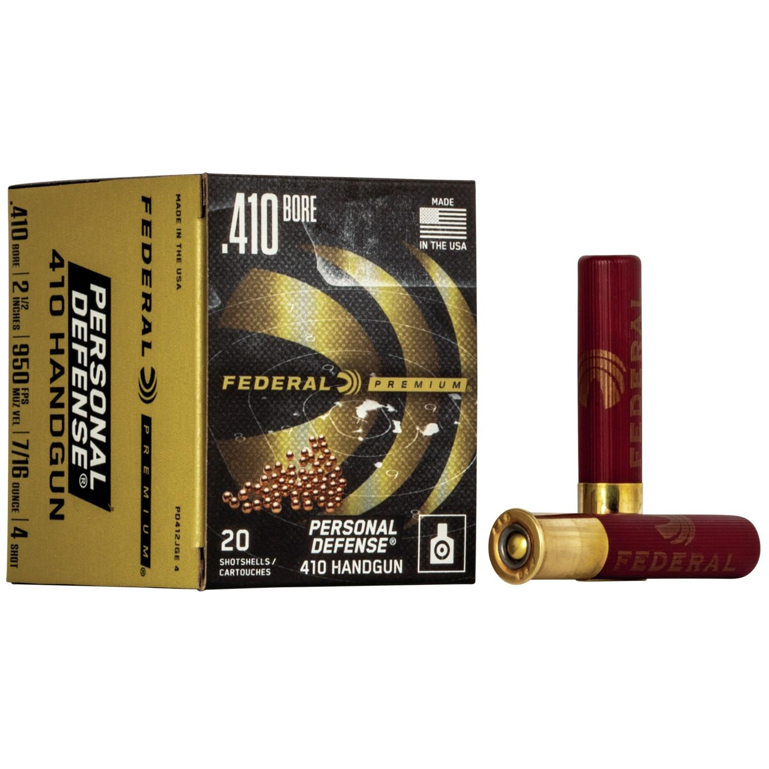 Federal Premium Personal Defense 410 Handgun Shotshell Ammunition - Judge .410 ga 2 1/2"  7/16 oz #4 950 fps - 20/box - Federal