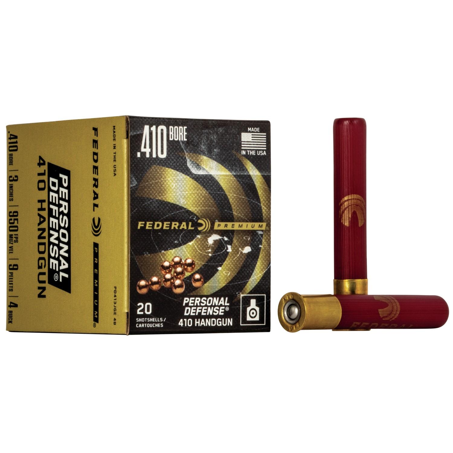 Federal Premium Personal Defense 410 Handgun Shotshell Ammunition - Judge .410 ga 3"  9 plts #4B 950 fps - 20/box - Federal