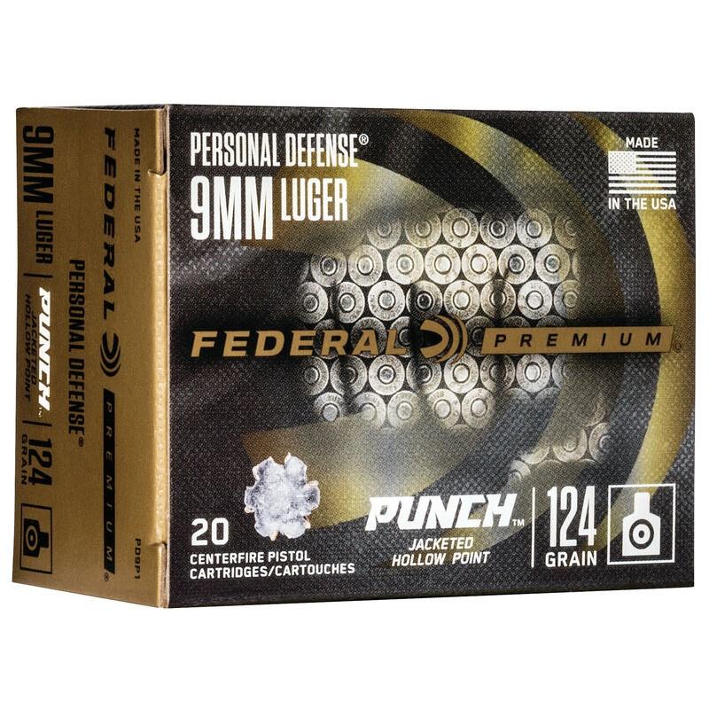 Federal Personal Defense Punch Handgun Ammuntion 9mm Luger 124 gr 1150 fps JHP 20/ct - Federal