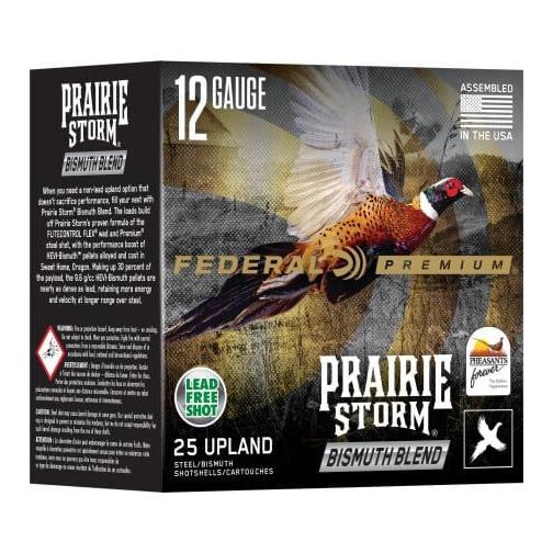 Federal Prairie Storm Bismuth Blend Shotshells 12ga 2-3/4" 1-1/8oz #4 Steel & #6 Bismuth 1450 fps 25/ct - Federal Ammo