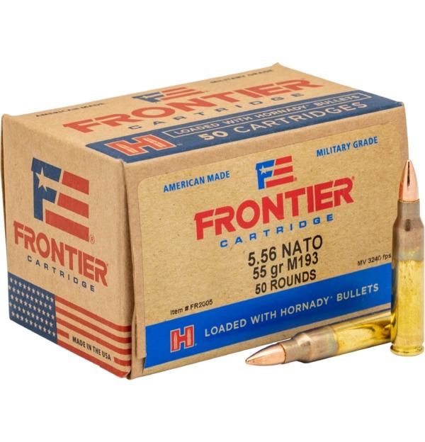 Hornady Frontier Rifle Ammunition XM193 5.56mm NATO 55 gr FMJ 3240 fps 50/ct - Frontier