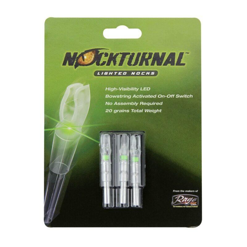 Nockturnal G-Nock Lighted Nocks Green .166 Arrow Diameter 3/pk - Nockturnal