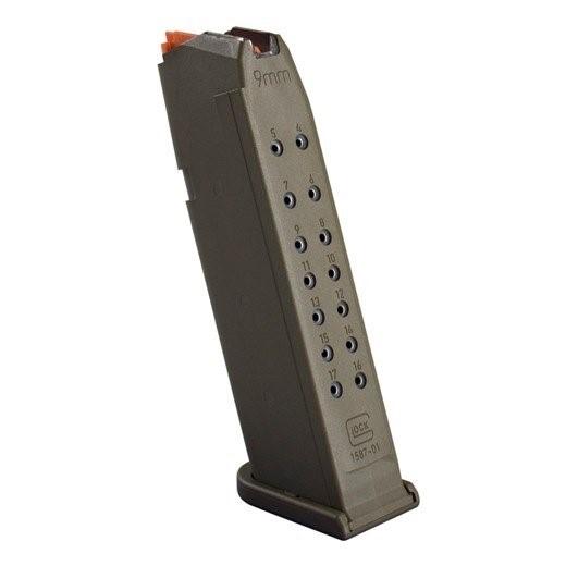 Glock Handgun Magazine G17 17/rd (OD Floor Plate 01 OD, Follower Orange) Bulk - Glock