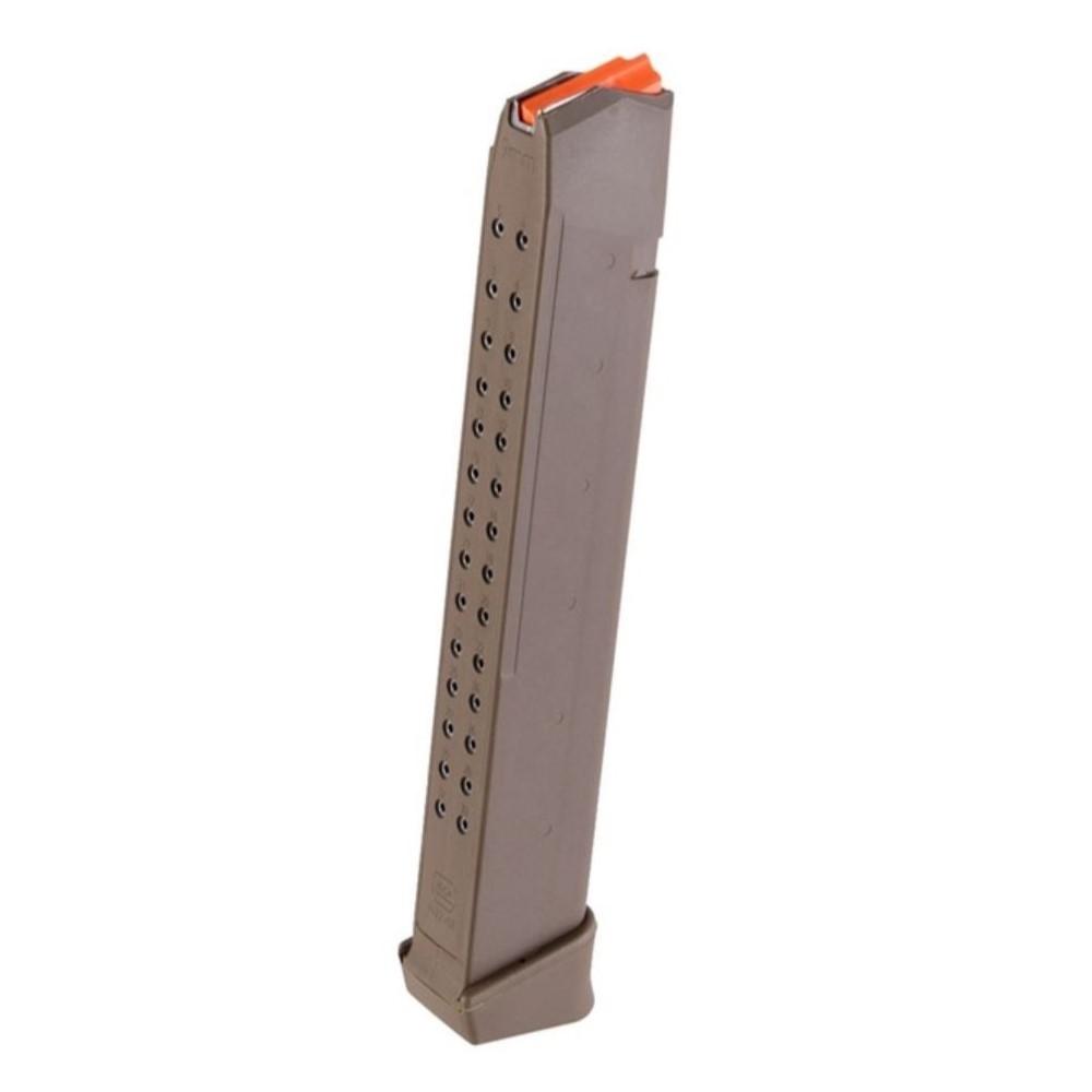 Glock Handgun Magazine 9mm 33rd - FDE Mag Floor Plate / Orange...