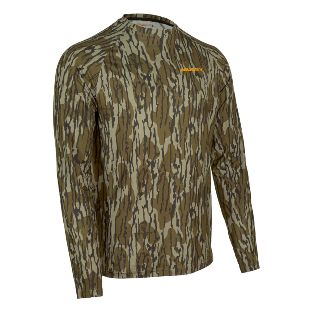 Muddy Base Layer Crew Long Sleeve Shirt Mossy Oak Bottomland S - Muddy Outdoors