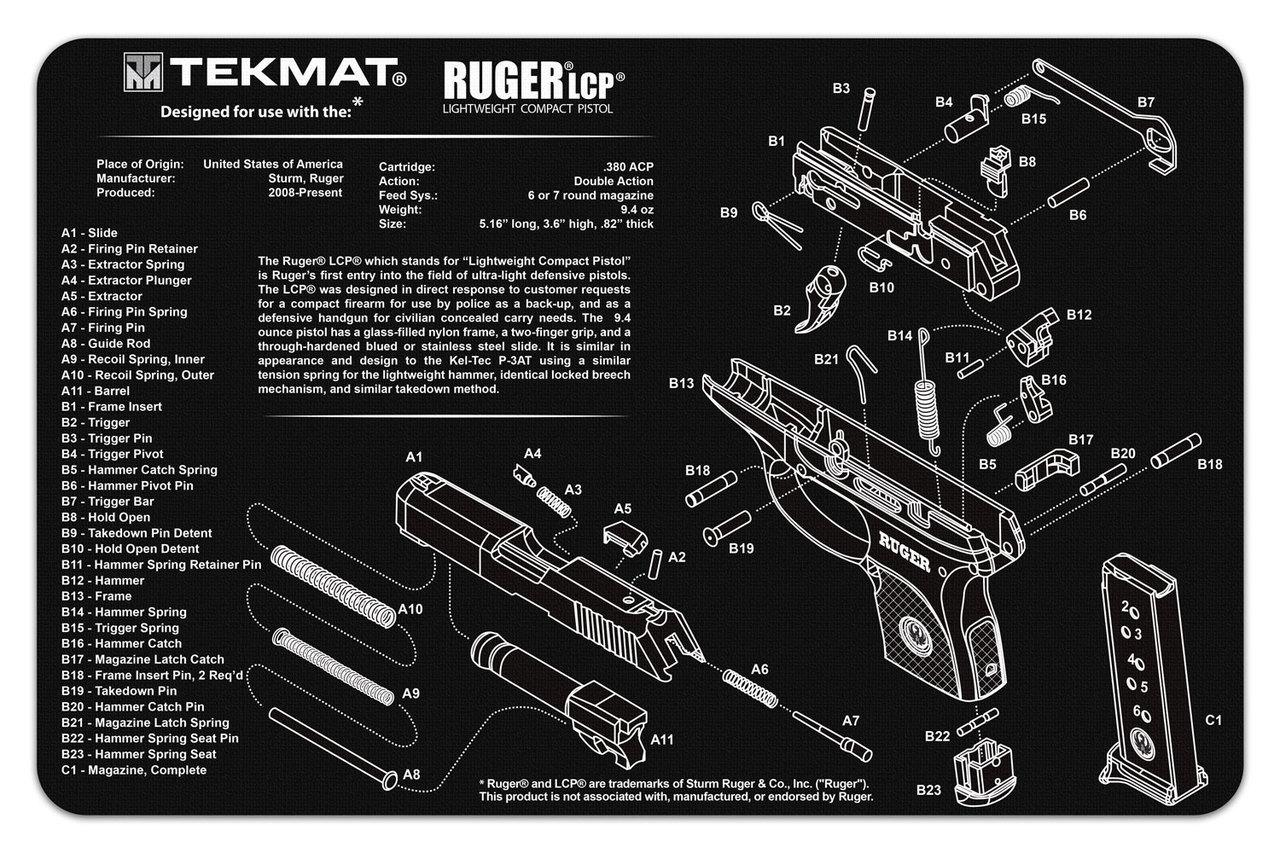 TekMat 11x17 Gun Cleaning Mat- Ruger LCP - TekMat