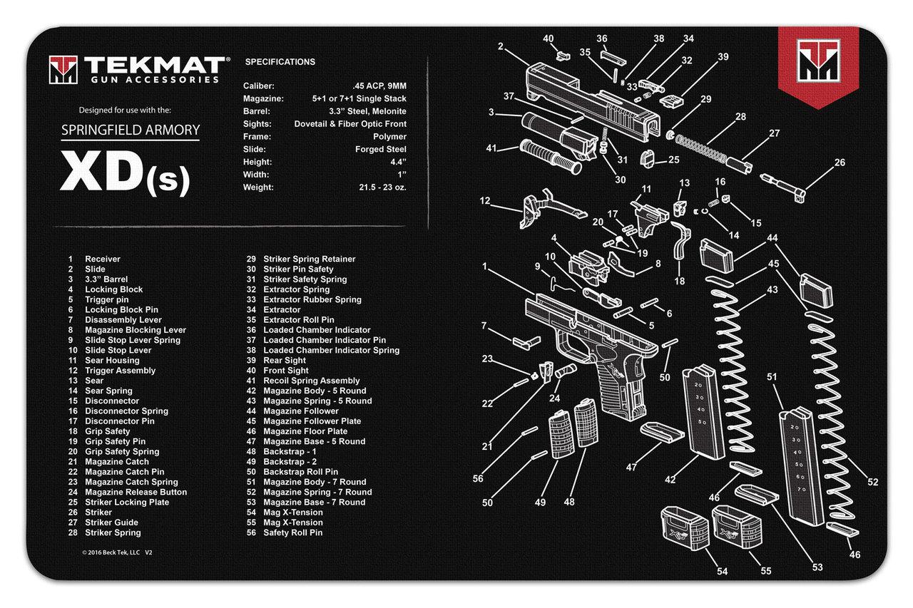 TekMat 11x17 Gun Cleaning Mat- Springfield Armory XD-S - TekMat