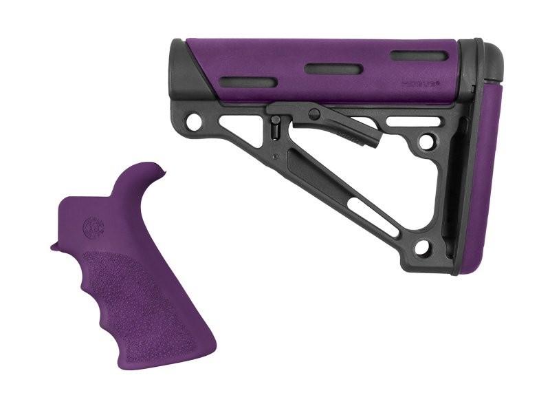 HOGUE AR15/M16 Kit-FG Beavertail Grip/OverMolded Collapsible MIL PURPLE - Hogue