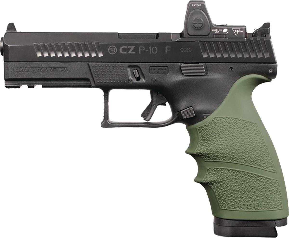 Hogue HandAll Beavertail Grip Sleeve CZ P-10 Full Size 9mm - OD Green - 