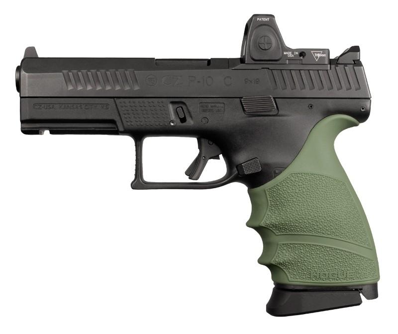 Hogue HandAll Beavertail Grip Sleeve CZ P-10 Compact 9mm - OD Green - 