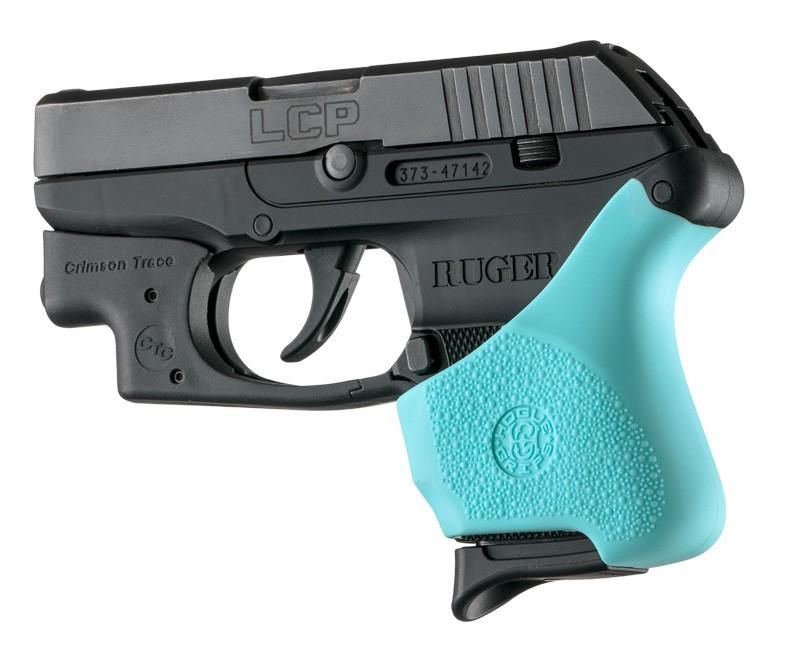 Hogue Handall Hybrid Ruger LCP Crimson Trace Button Grip Sleeve Aqua - Hogue