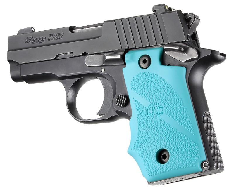 Hogue Rubber Grip with Finger Grooves for SIG Sauer P238 - Aqua - Hogue