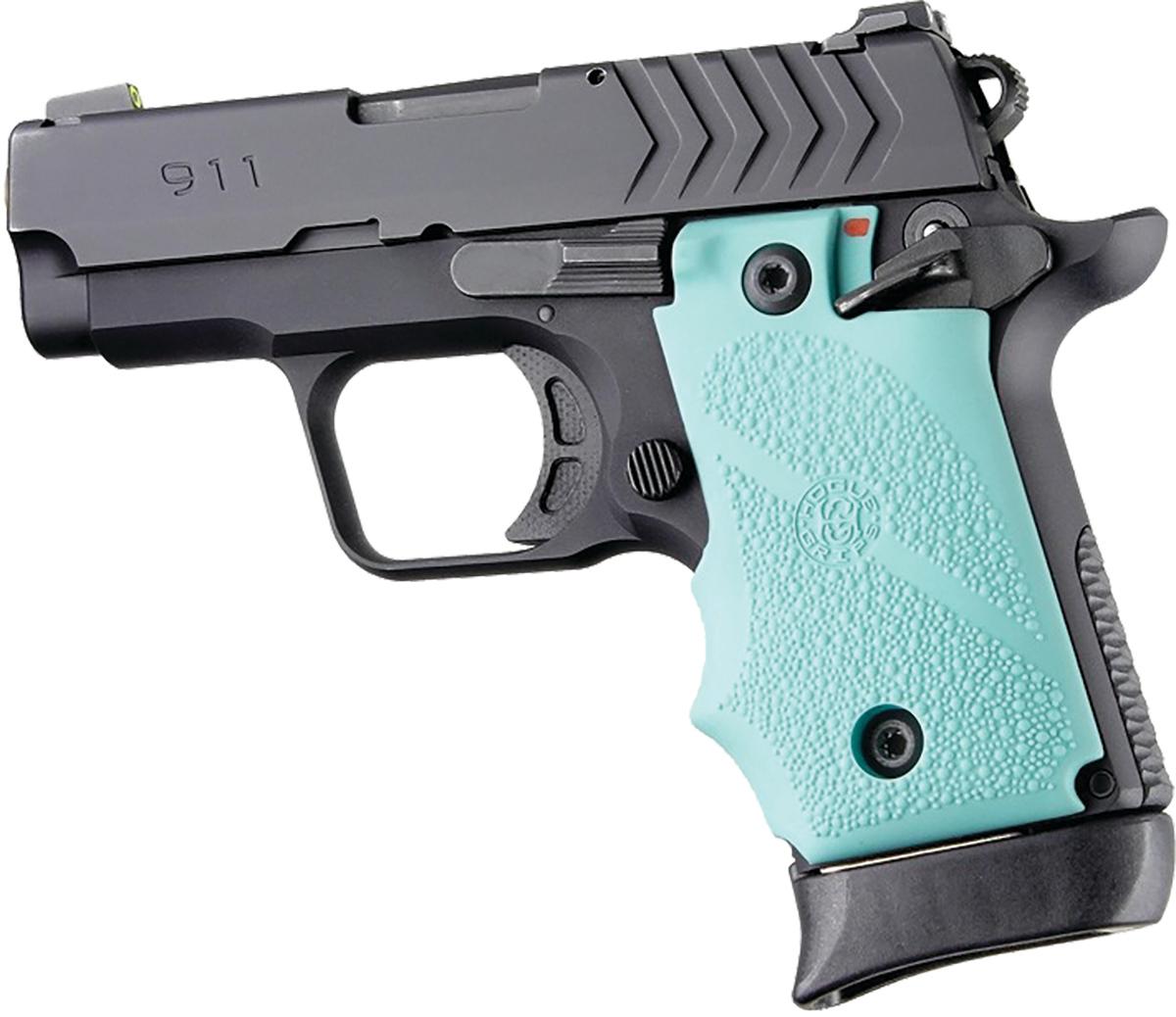 Hogue Ambi Safety Rubber Grip for Springfield Armory 911- Aqua - 