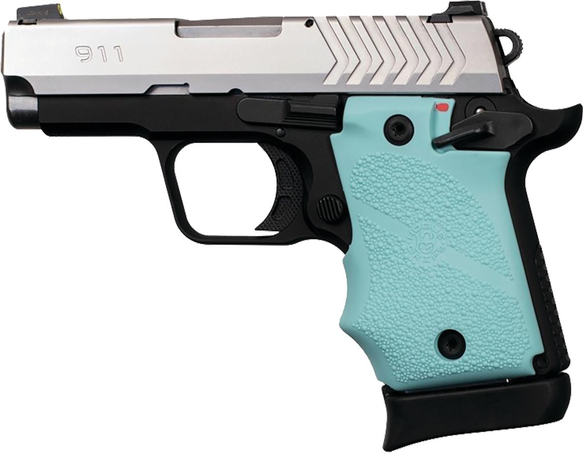 Hogue Ambi Safety Rubber Grip for Springfield Armory 911 9mm- Aqua - 