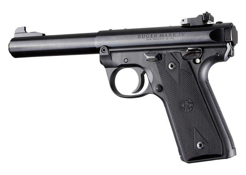 Ruger 22/45 MKIV Rubber Grip Panels Checkered W/Diamonds Black - Hogue