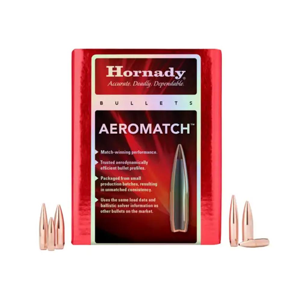 Hornady Aeromatch Rifle Bullets 30 CAL .308 175 GR HPBT (1-12") 100 RDS