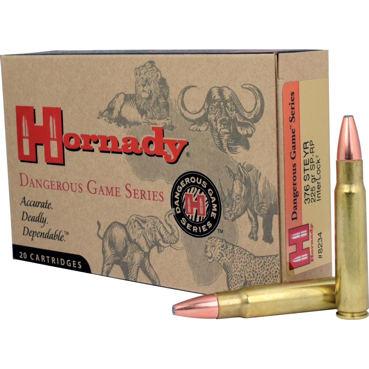 Hornady Dangerous Game Series Rifle Ammunition .376 Steyr 225 gr SP 2600 fps - 20/box - Hornady