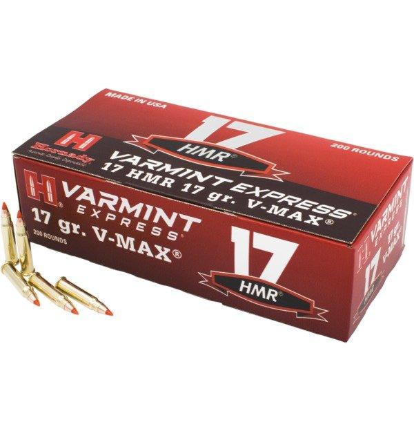 Hornady Varmint Express Rimfire Ammuntion .17 HMR 17gr V-MAX 2550 fps 200/Box - Hornady