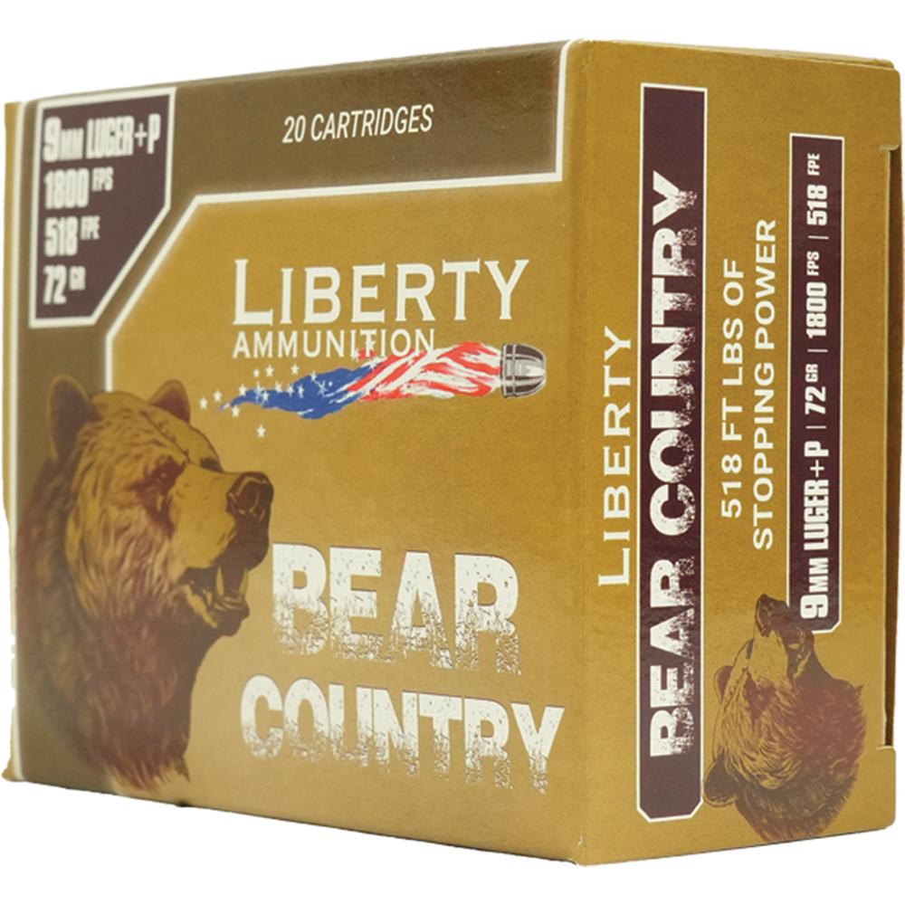 Liberty Bear Country Handgun Ammunition 9mm(+P) 72gr Solid 1850 fps 20/cts - Liberty Ammunition