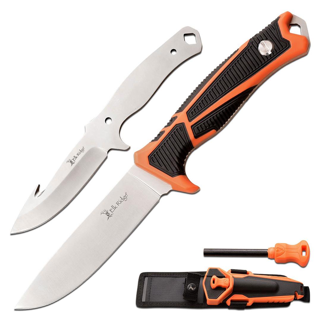 Master Cutlery Elk Ridge Trek Interchangeable Blade Set 4 1/2" Blades Orange and Black - Master Cutlery