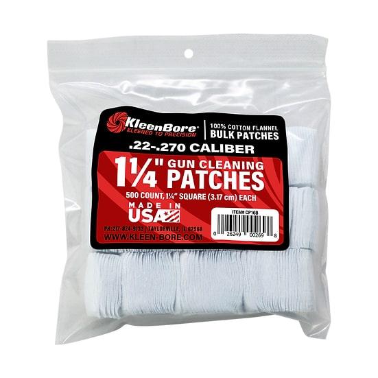 KleenBore 1 1/4" Bore Cleaning Patches .22-.270 Cal .410-20 ga 500/ct - Kleenbore