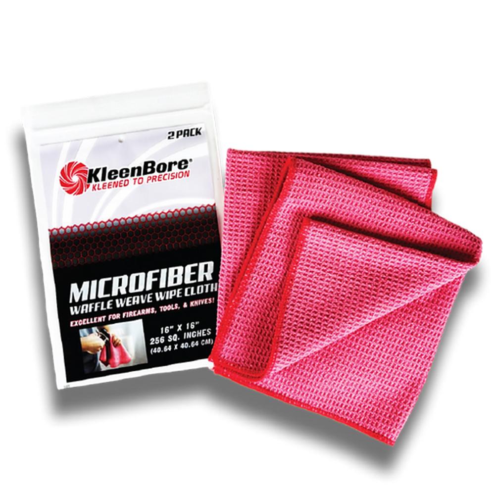 KleenBore Waffle Weave MicroFiber Red Cloths 16x16 Size 2/ct - Kleenbore