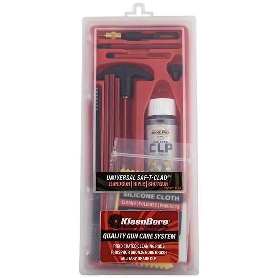 KleenBore Universal SAF-T-CLAD Cleaning Kit .22 Cal. - 12 ga Handgun Rifle Shotgun - Kleenbore