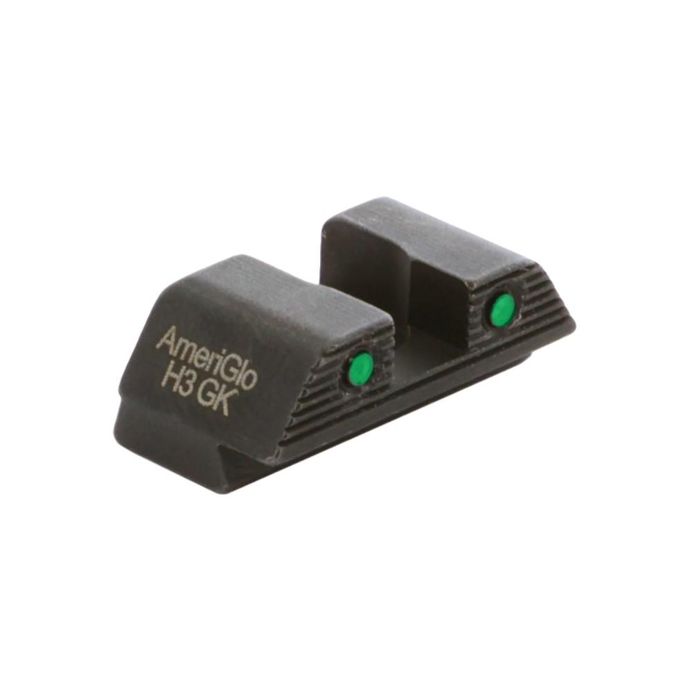 Ameriglo Green Tritium 2-dot Black Outlines Rear Sight .256in H .165 Sq Notch Glock - Ameriglo