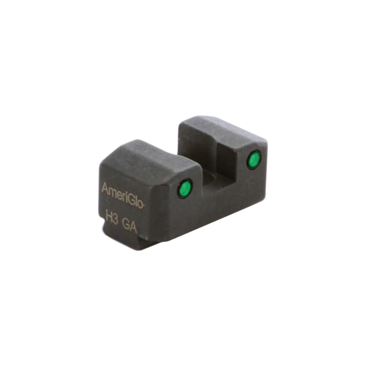 Ameriglo Green Tritium 2-Dot Black Outlines .300in H Sq Notch Serrated Sight Hellcat OSP - Ameriglo