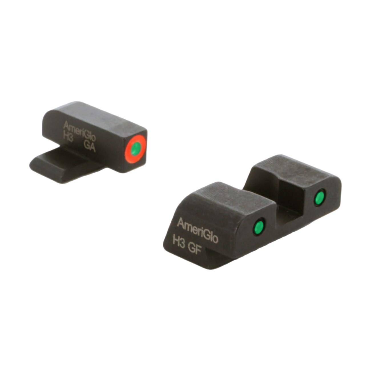 Ameriglo Green Tritium Orange Outline Front Green Black Outline Rear Sight Hellcat Standard - Ameriglo