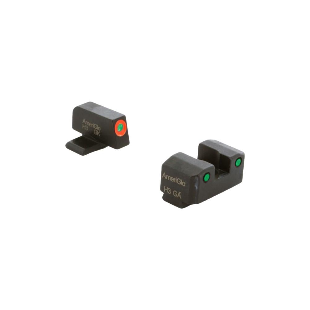 Ameriglo Trooper Tritium Handgun Sight Set for Sig with #8 Front and #8 Rear Green Rear Green with Orange Front - Ameriglo