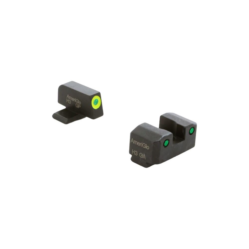 Ameriglo Trooper Tritium Handgun Sight Set for Sig with #8 Front and #8 Rear Green Rear Green with LumiGreen Front - Ameriglo