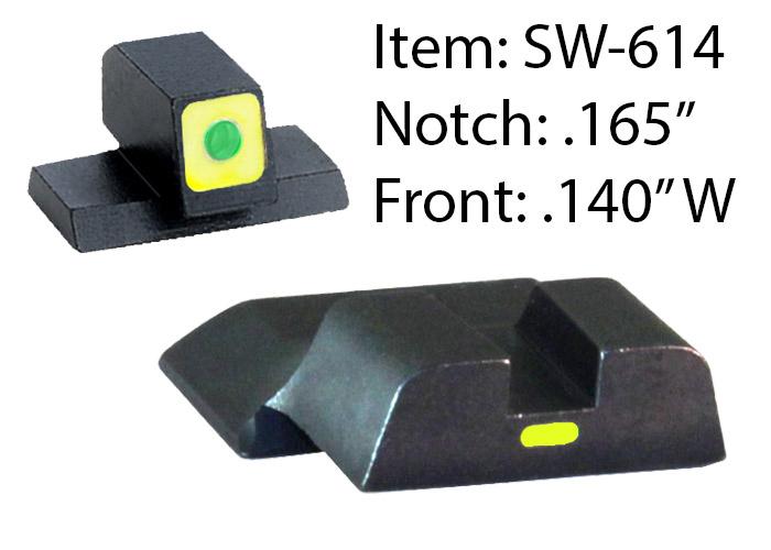 Ameriglo CAP Tritium Night Sights for S&W M&P / Front Tritium - Green / Front Outline - LumiGreen / Style - CAP / Rear Paint Bar - LumiGreen - Ameriglo