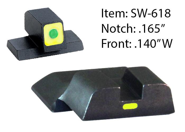 Ameriglo CAP Tritium Night Sights for S&W M&P Shield / Front Tritium - Green / Front Outline - LumiGreen / Style - CAP / Rear Paint Bar - LumiGreen - Ameriglo