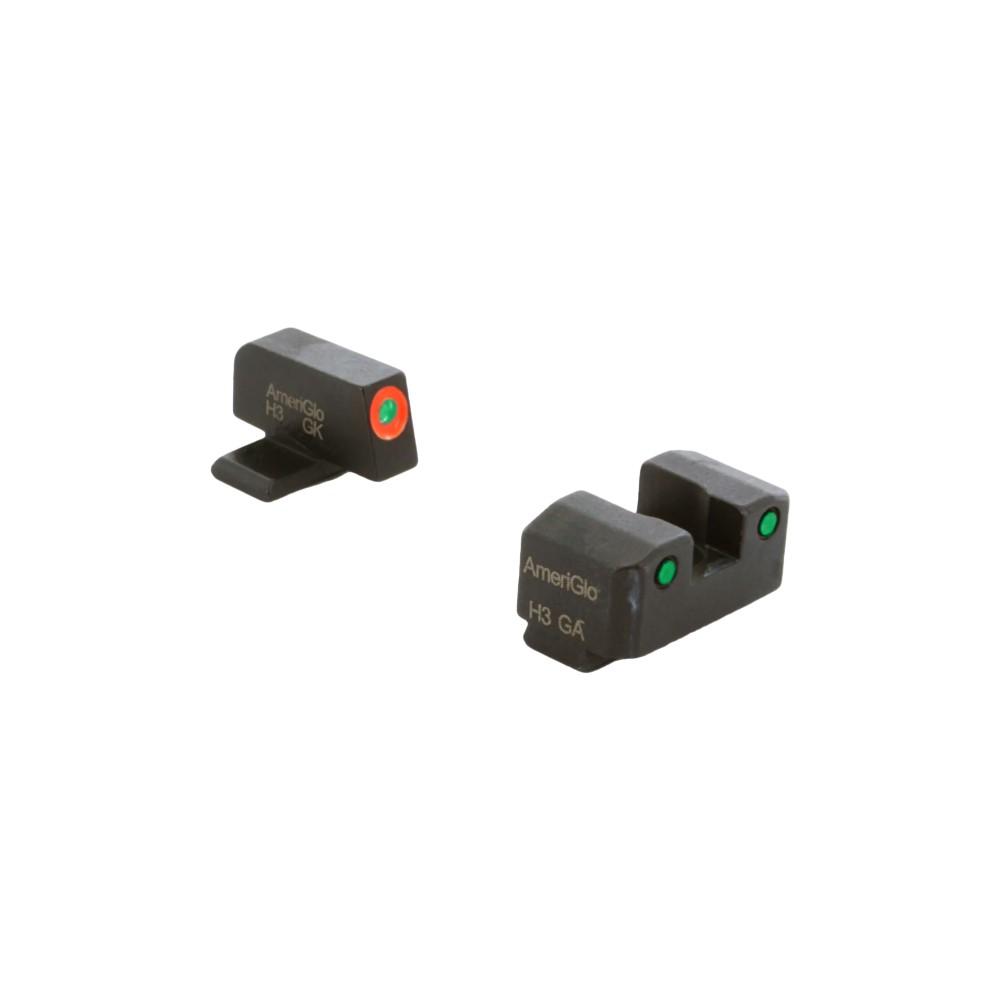 Ameriglo Trooper Tritium Handgun Sight Set for Springfield XD Green Rear Green with Orange Front - Ameriglo