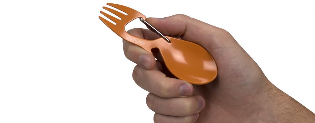 Kershaw Ration Orange Eating Utensil / Multi-Tool - 4-3/5" Overall Length - Kershaw